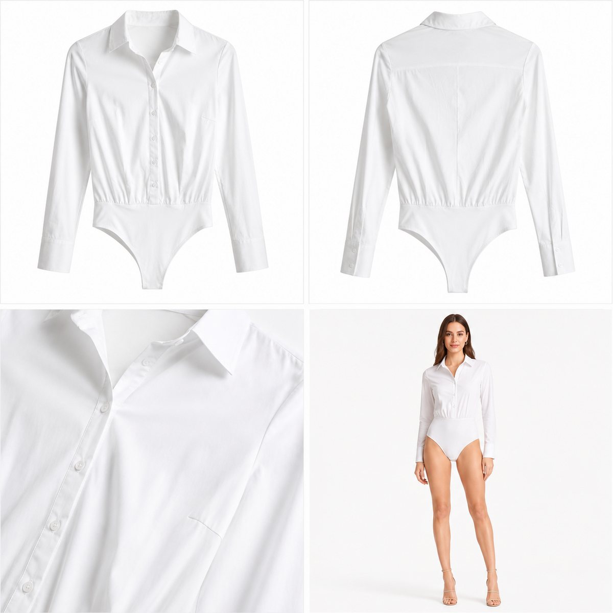 Camisa tipo Body blanco frente