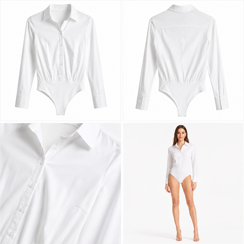 Camisa tipo Body blanco frente