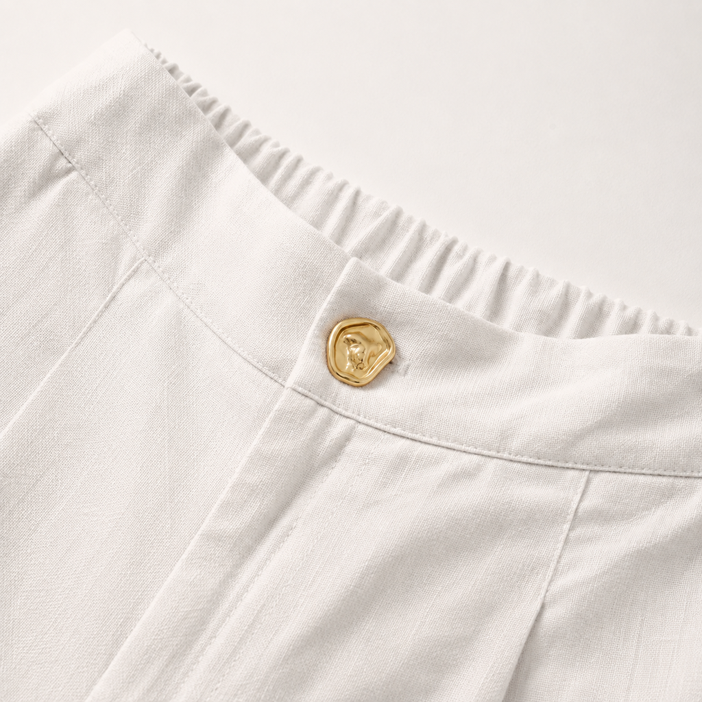 Conjunto de Lino blanco detalle