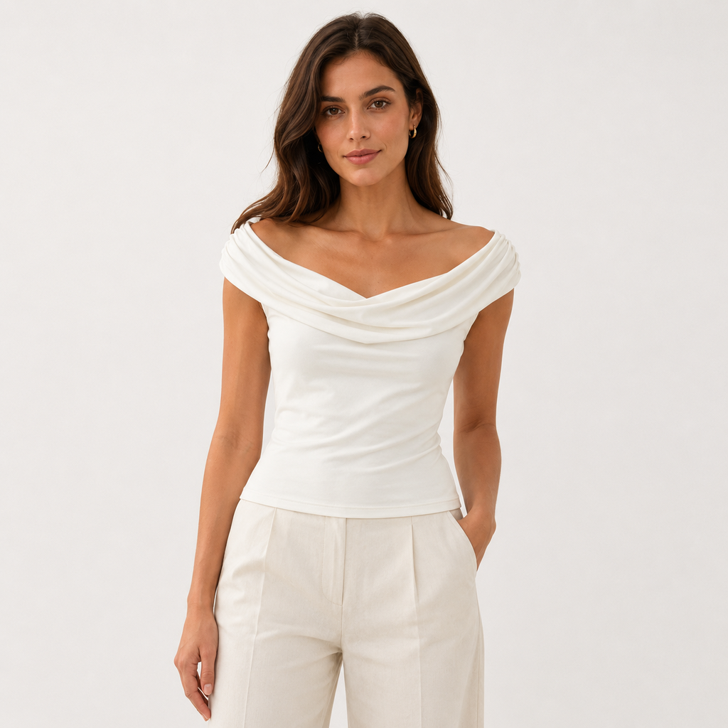 Off Shoulder blanco en modelo