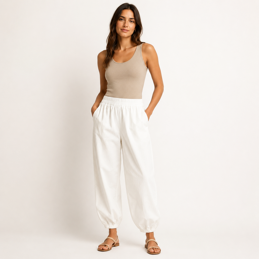Pant Globo blanco en modelo