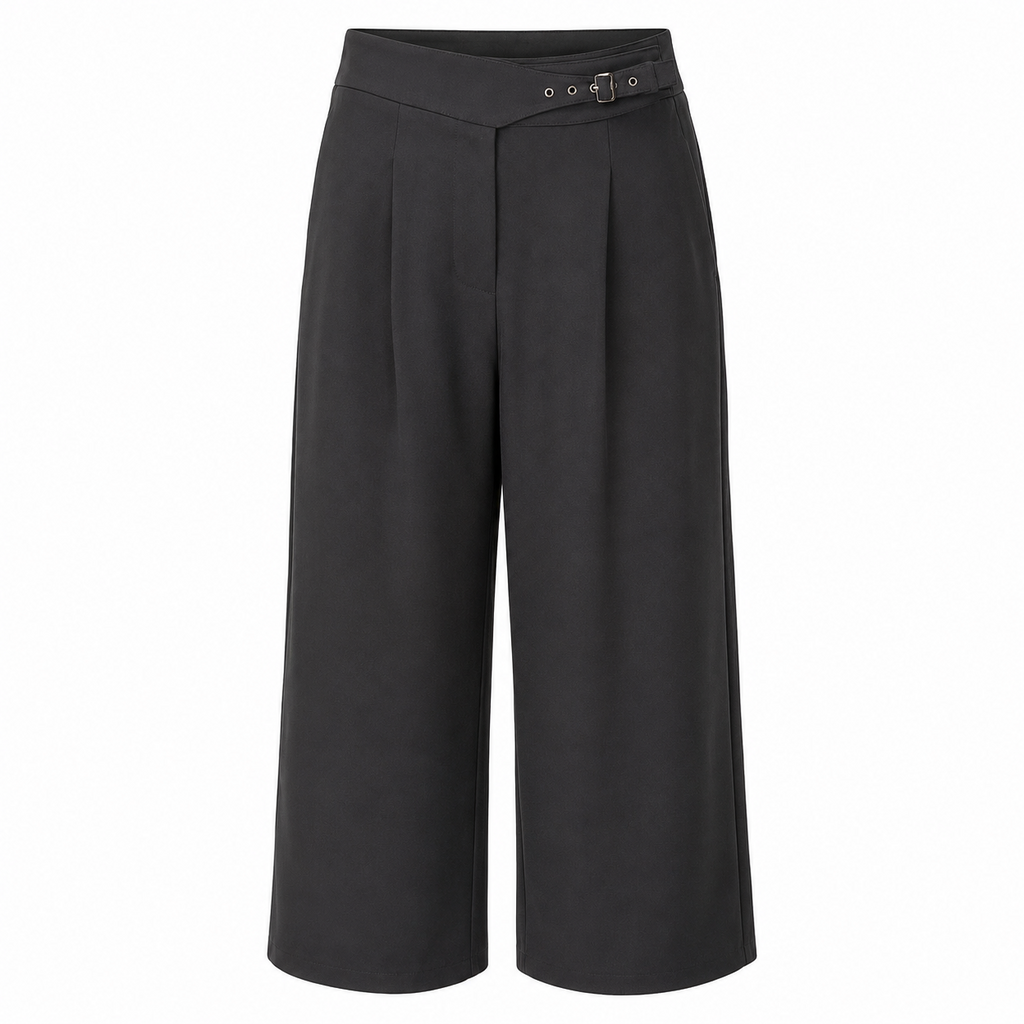 Pantalón negro con hebilla, vista frontal