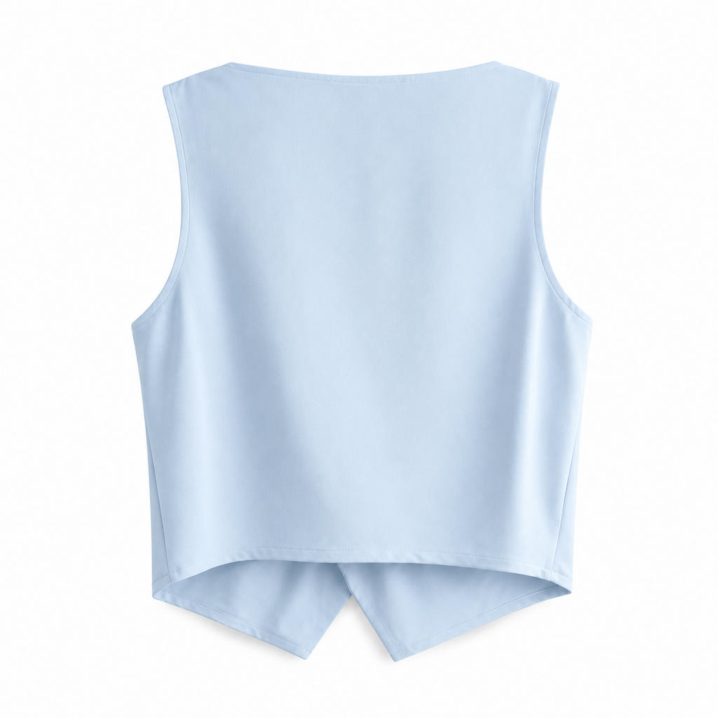 Wrap Top azul, vista posterior