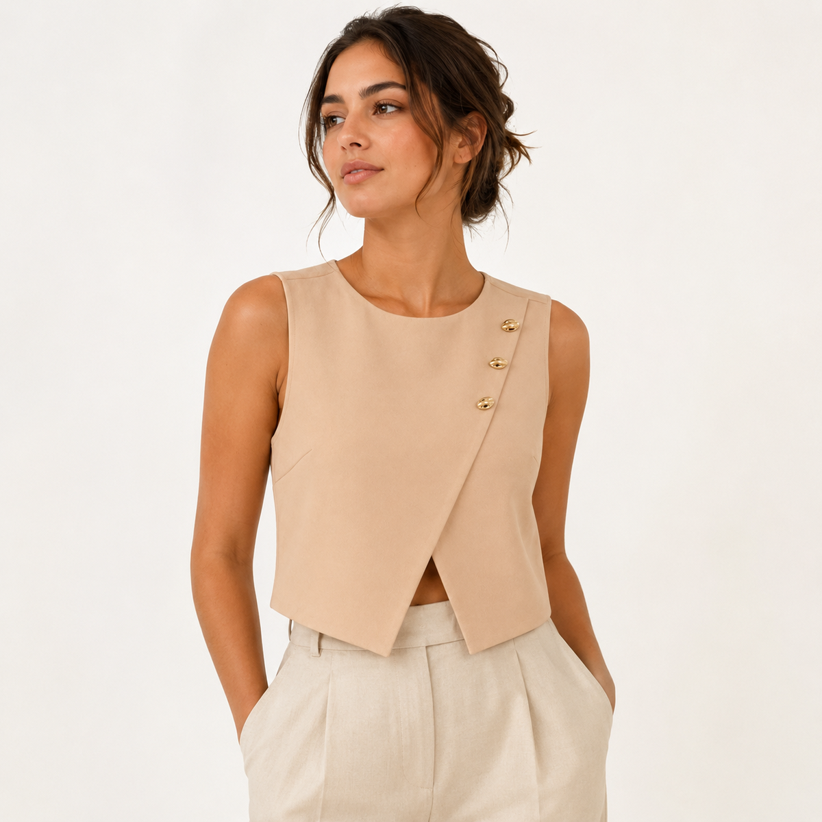Modelo usando Wrap Top ginger